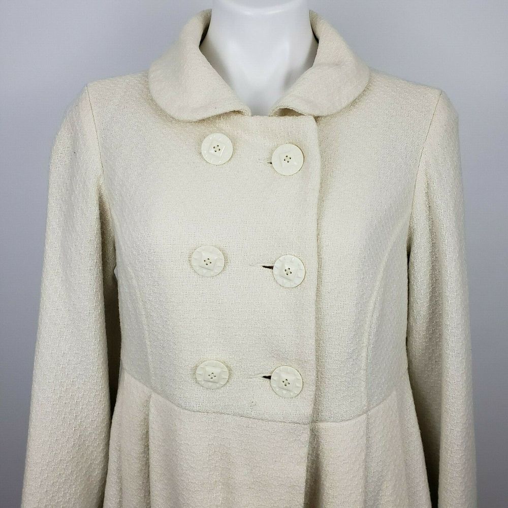 Antho Lux Med wool blend pea coat jacket ivory - Picture 2 of 8